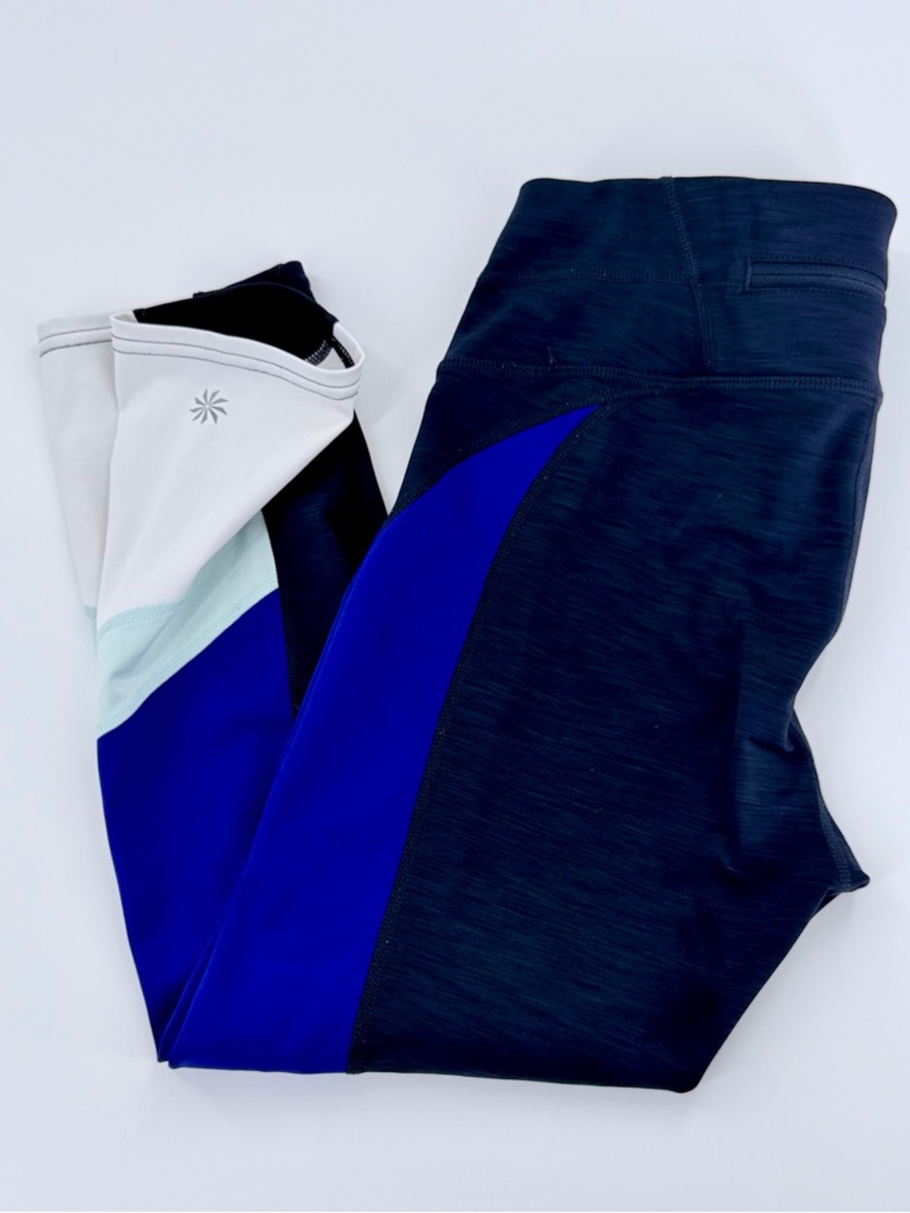 Athleta Blue Colorblock High Rise 7/8 Leggings Workout Yoga Pants Size Small - Picture 2 of 8